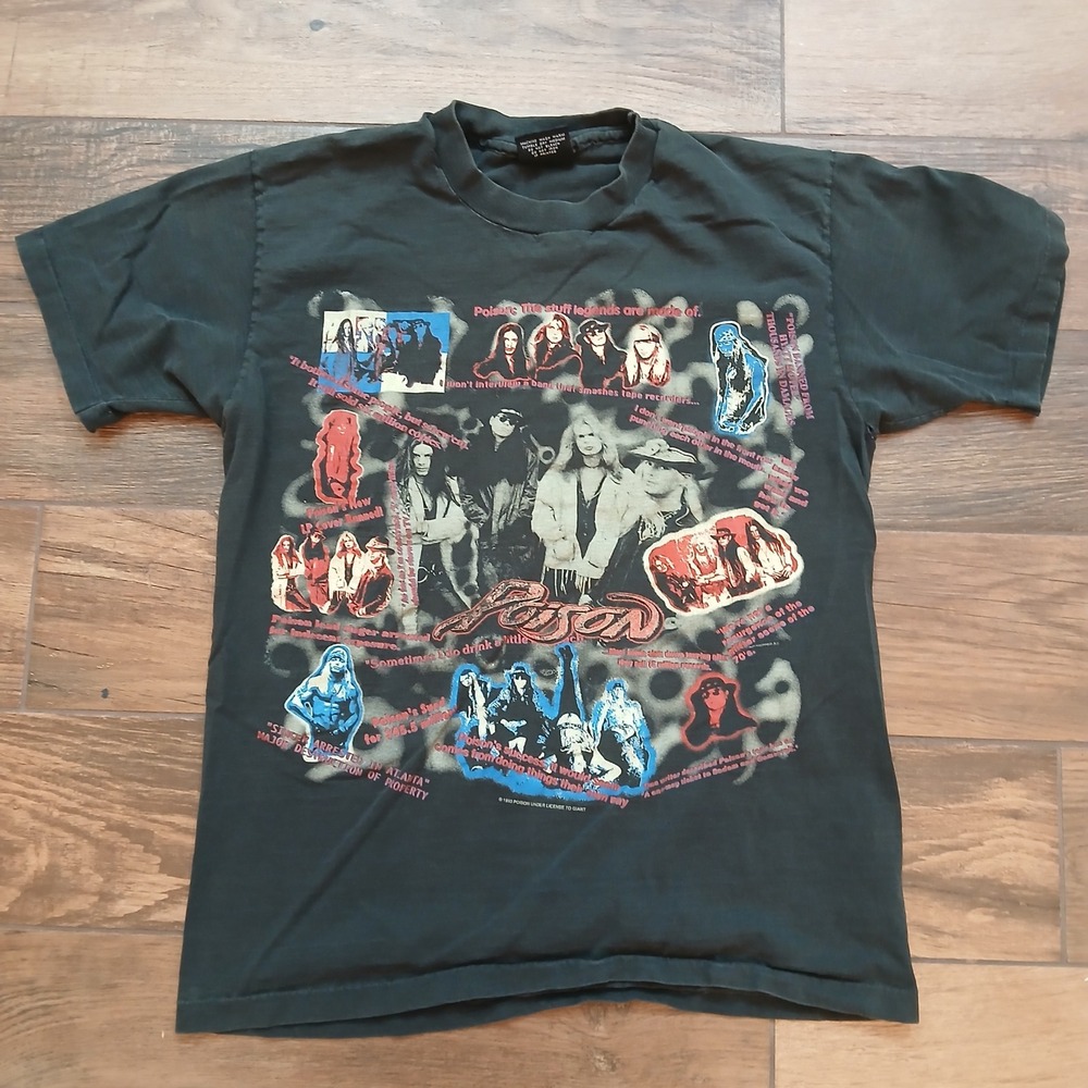Vintage‎ Poison Band Tee Mens Large Black Giants 1993 Native Tongue World Tour